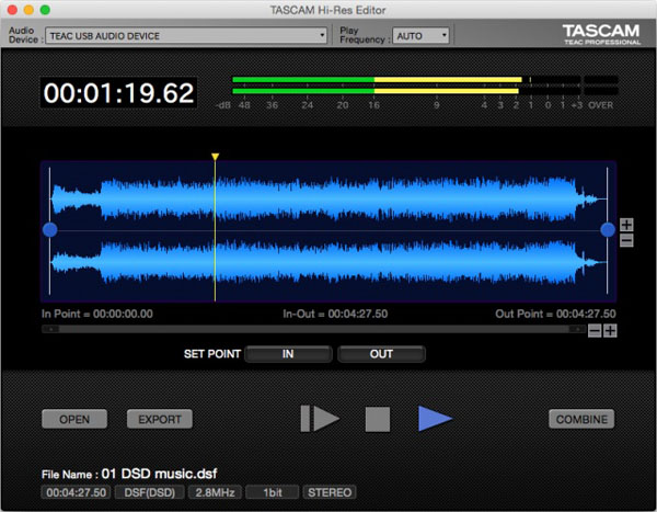 Mac版もついに! DSD11.2MHz/PCM 384kHz 32bit 対応、TASCAMのフリー音声データ・エディタ!